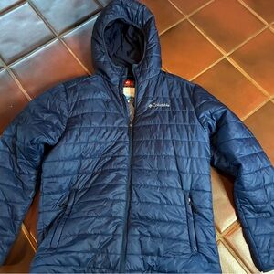 Columbia Men’s Hooded Full Zip Jacket Omni Heat Blue Size Medium